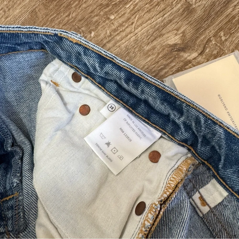 GRLFRND Hailey Low Rise Slim Boot Light Vintage Wash Split Hem Flare Jeans Sz 28